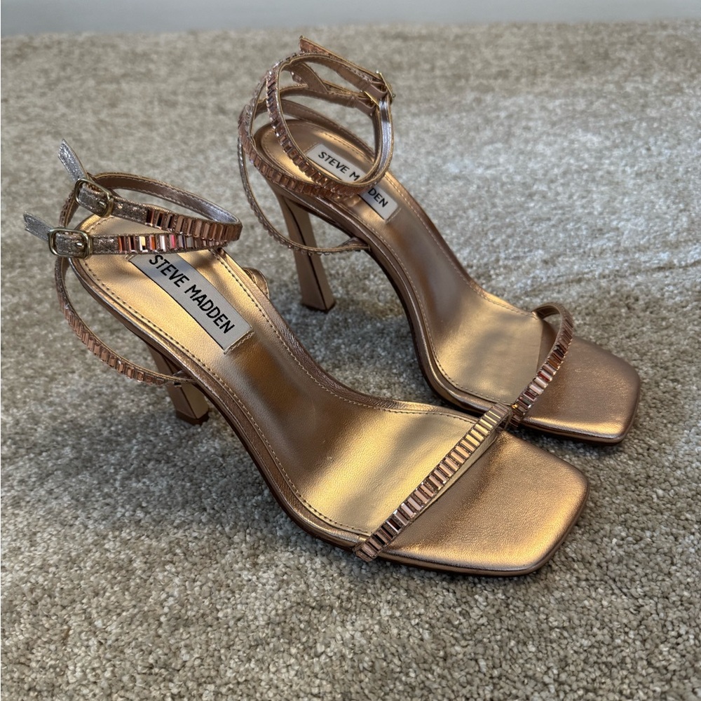 Steve Madden Women's Rose Gold Strappy Heels